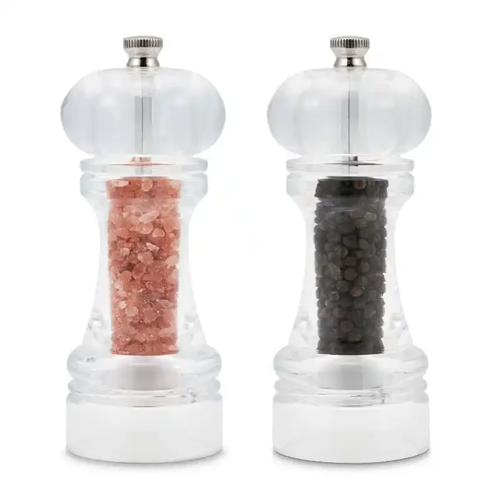 Cole & Mason Liverpool 5.5″ Acrylic Salt and Pepper Grinder Set Ceramic & Stainless Steel, 2-Piece, Clear