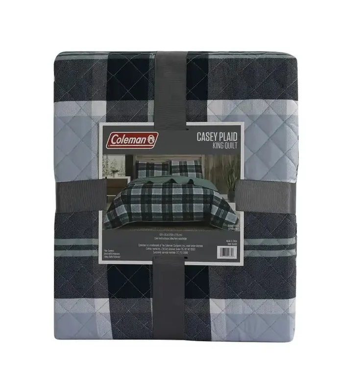 Coleman Casey Plaid King Quilt – Green/Blue