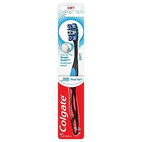Colgate 360 Advanced Toothbrush Floss Tip Bristles Soft – Each