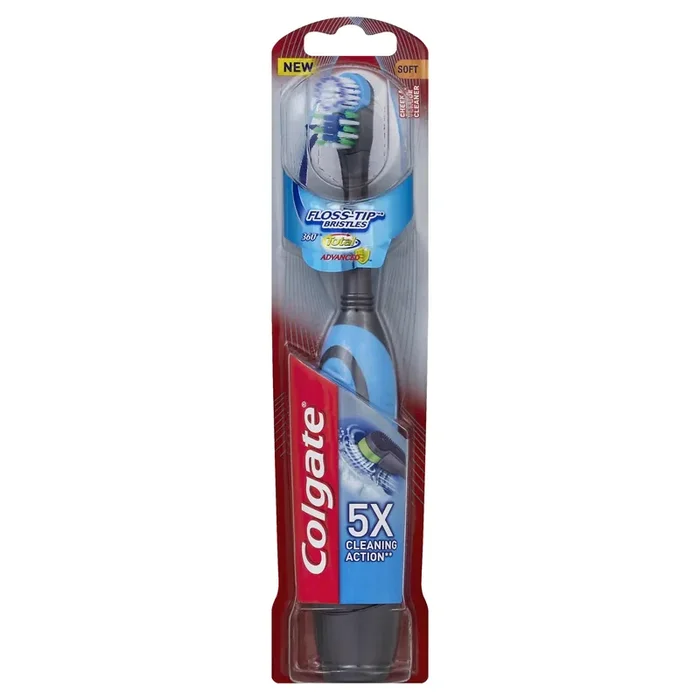 Colgate 360 Floss Tip Deep Reach Bristles Sonic Powered Battery Soft Toothbrush
