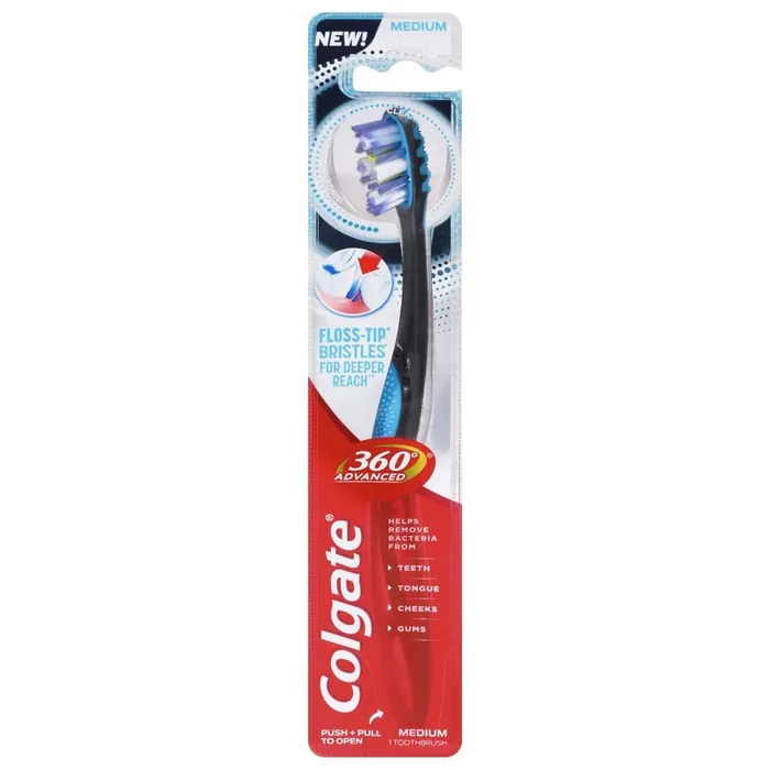 Colgate 360° Advanced Floss-Tip Bristles Toothbrush, Medium
