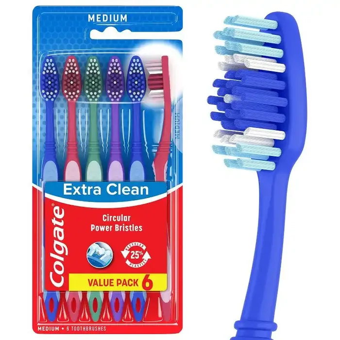 Colgate Extra Clean Full Head Toothbrush Medium – 6ct