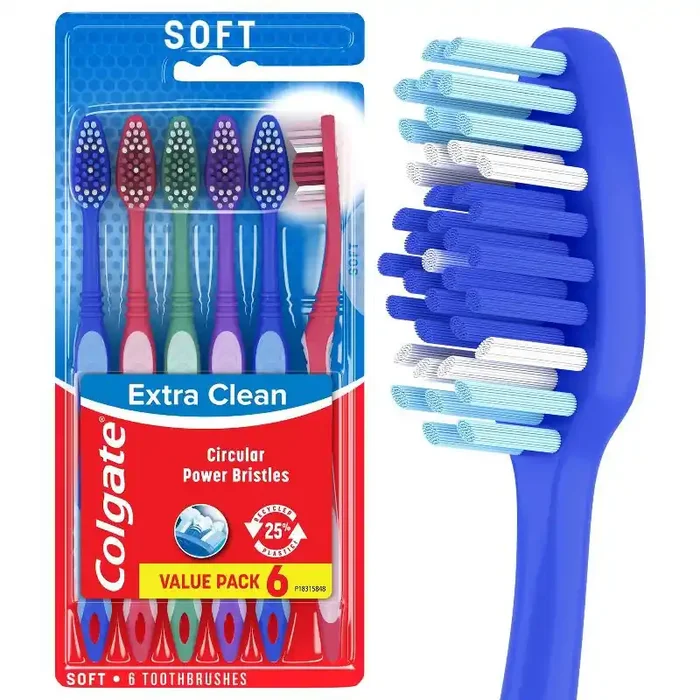 Colgate Extra Clean Manual Toothbrush – Soft – 6ct