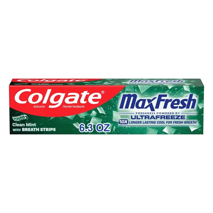 Colgate Max Fresh Toothpaste with Mini Breath Strips, Clean Mint Toothpaste for Fresh Breath, 6.3 Oz Tube