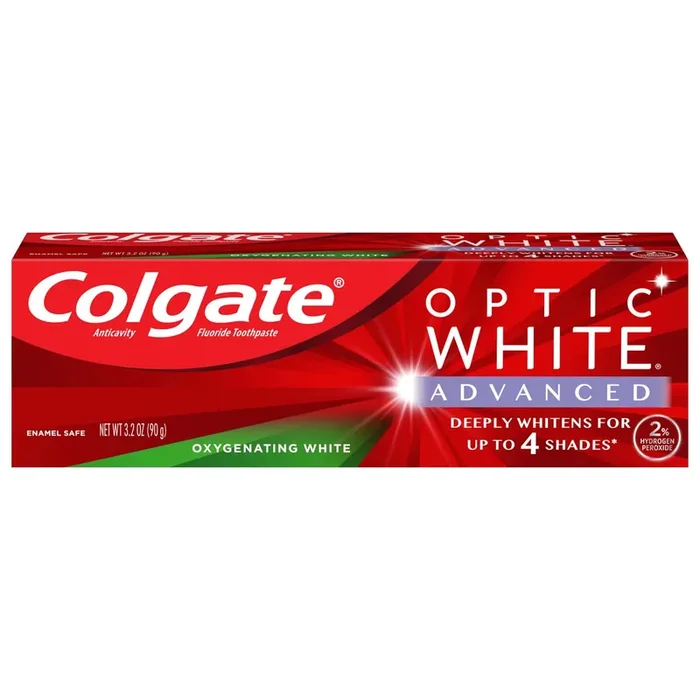 Colgate Optic White Advanced Teeth Whitening Toothpaste, Oxygenating White, 3.2 Oz