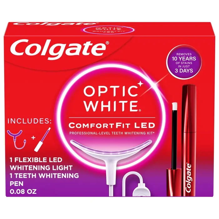 Colgate Optic White ComfortFit Teeth Whitening Kit, LED Hydrogen Peroxide Teeth Whitening Kit