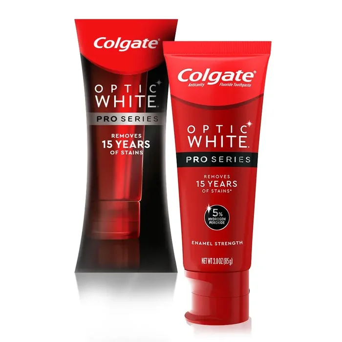 Colgate Optic White Pro Series Anticavity Whitening Toothpaste With Fluoride And 5% Hydrogen Peroxide, Enamel Strength, 3 Oz