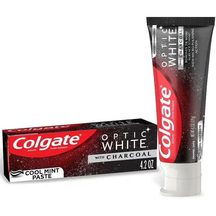 Colgate Optic White with Charcoal Toothpaste, Cool Mint, 4.2 Oz