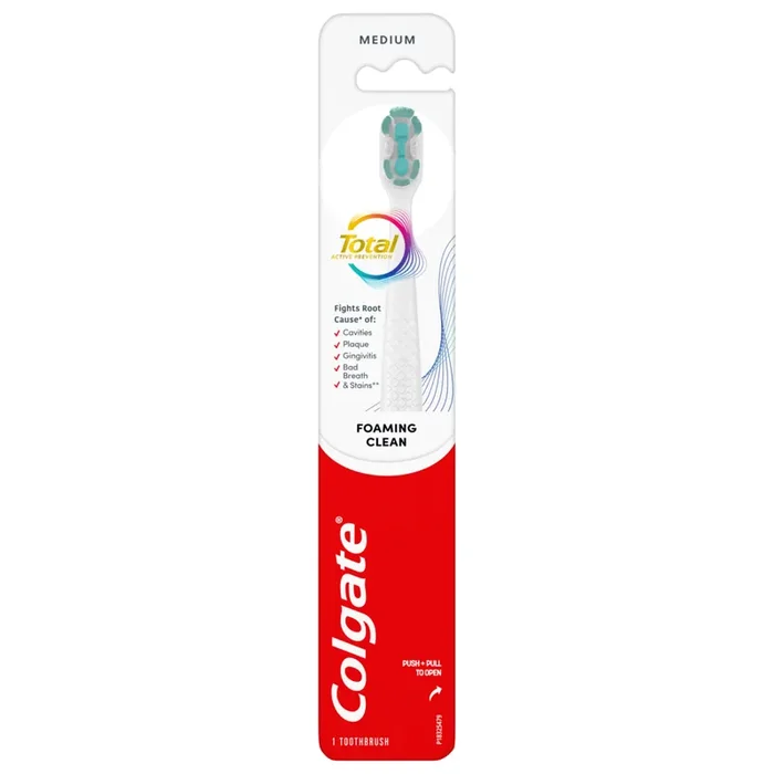 Colgate Total Active Prevention Foaming Clean Toothbrush, Medium