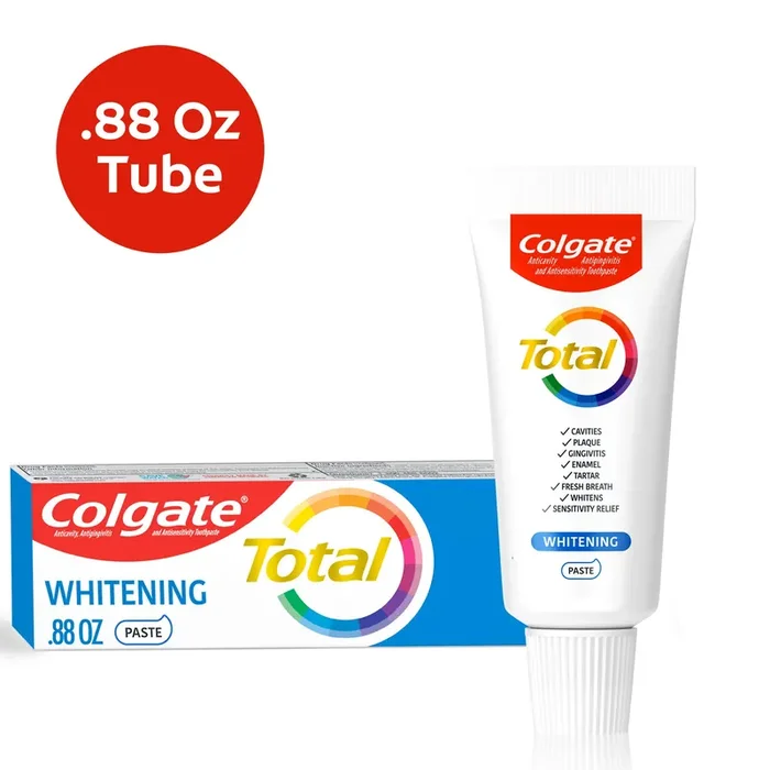 Colgate Total Whitening Travel Size Toothpaste, Advanced Whitening, 0.88 Oz