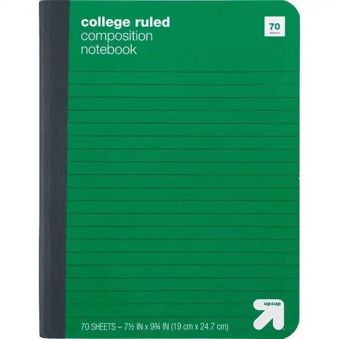 College Ruled Green Hard Cover Composition Notebook – up&up™ 7.5×9.75″, 70 Pages, Lined Paper, Tween & Child