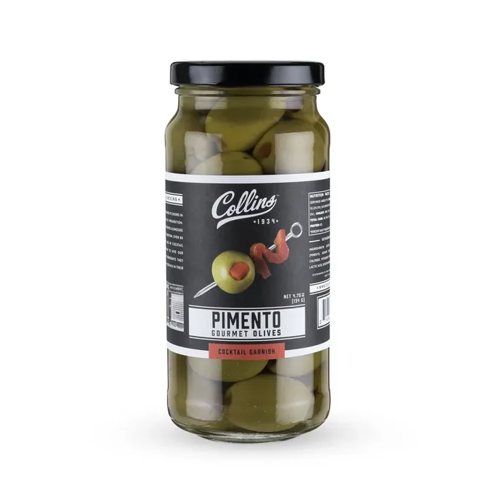 Collins Gourmet Pimento Olives Premium Garnish for Cocktails, Dirty Martinis, Salads, Snack Trays, Charcuterie, Cheese Plates, 5oz