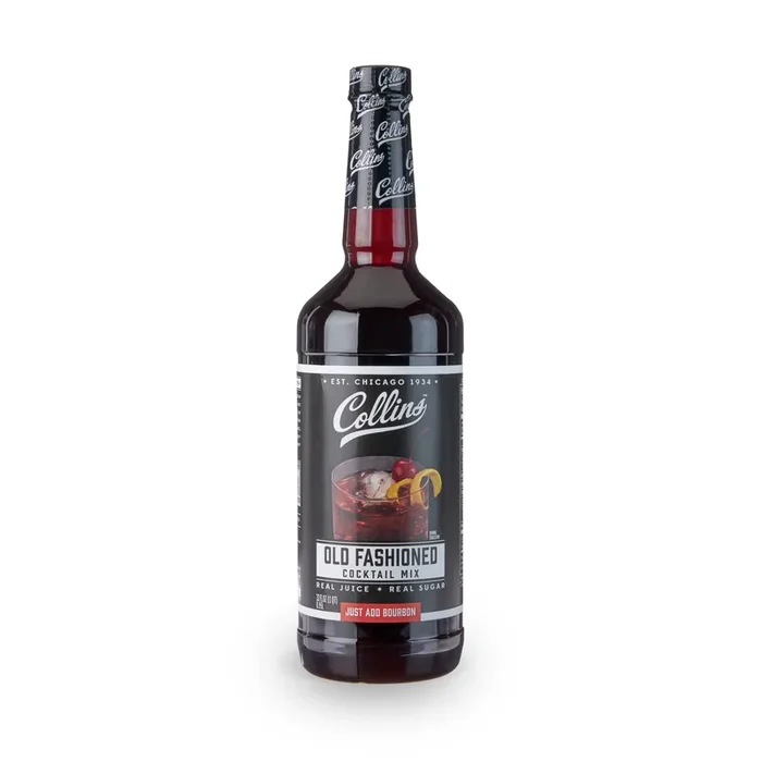 Collins Old Fashioned Mix Made With Real Brown and Sugar Cherry Juice With Natural Flavors Classic Cocktail Recipe Ingredient, 32 fl oz