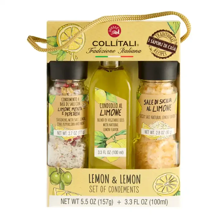 Collitali Lemon Olive Oil and Seasoning Gift Set 3 Pack