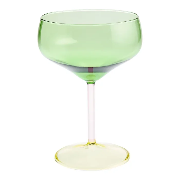 Color Block Borosilicate Coupe Glass