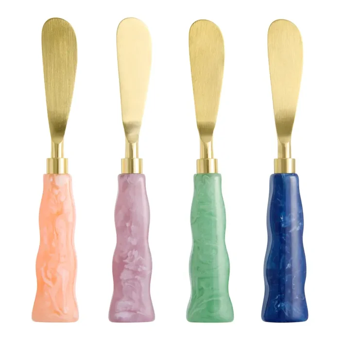Color Pop Gold Metal and Resin Cocktail Knives Set of 4
