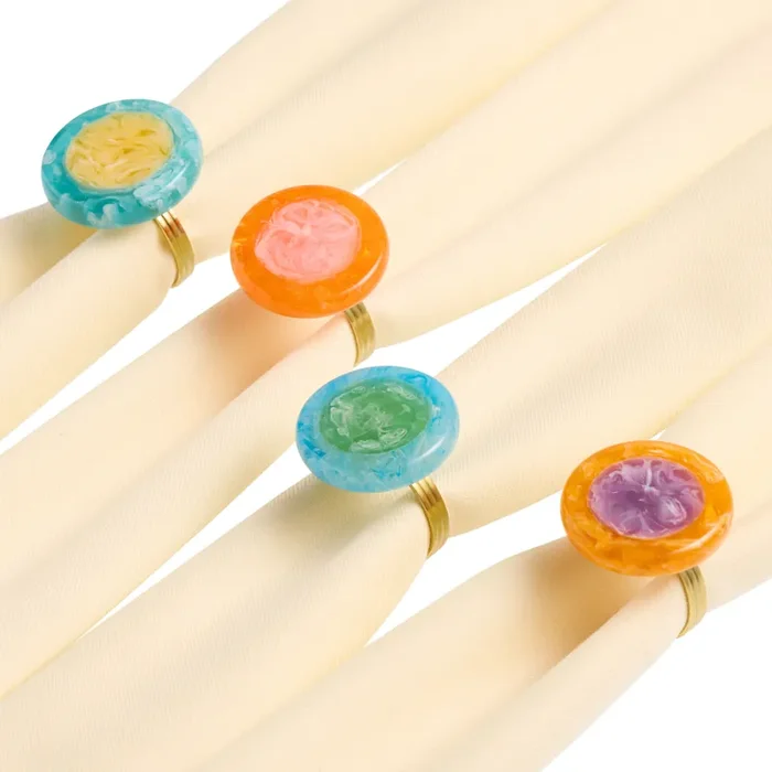 Color Pop Gold Metal and Resin Napkin Rings 4 Pack