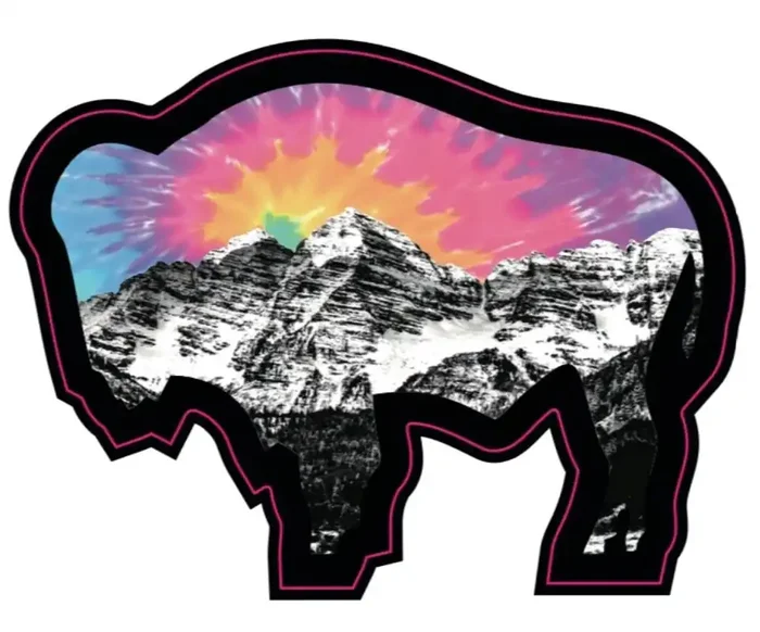 Colorado Mountain Bison Tye Dye Sticker