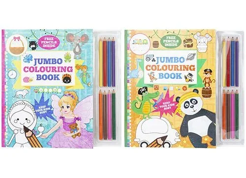 Colouring Book With 8 Mini Pencils 2 Assorted Designs – Case of 12