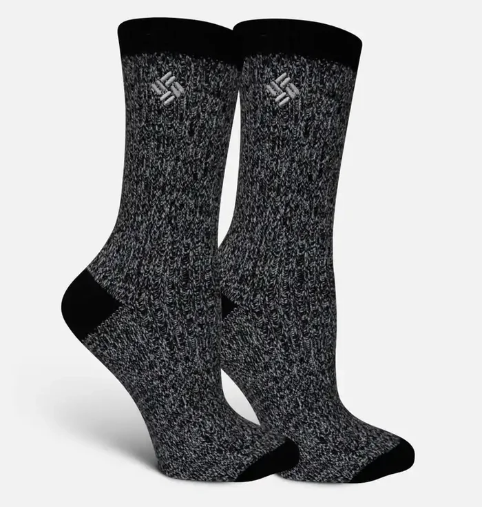 Columbia Women‘s Micro Poly Super Soft Marl Rib Crew Socks – Black