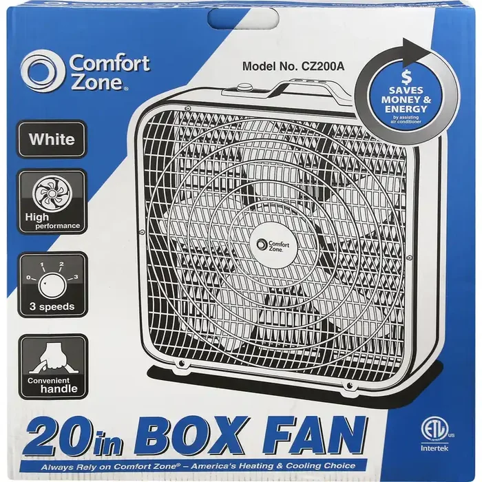 Comfort Zone Box Fan 1 ea
