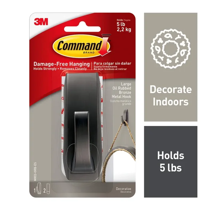 Command 2 Strips Large Sized Modern Reflections Hook Oil Rubbed Bronze