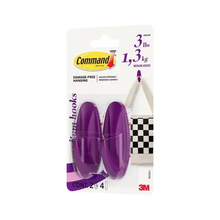 Command 2pk Damage-Free Medium Designer Hooks Candied Plum