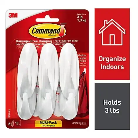 Command 3M Designer Hooks Medium White Multi Pack