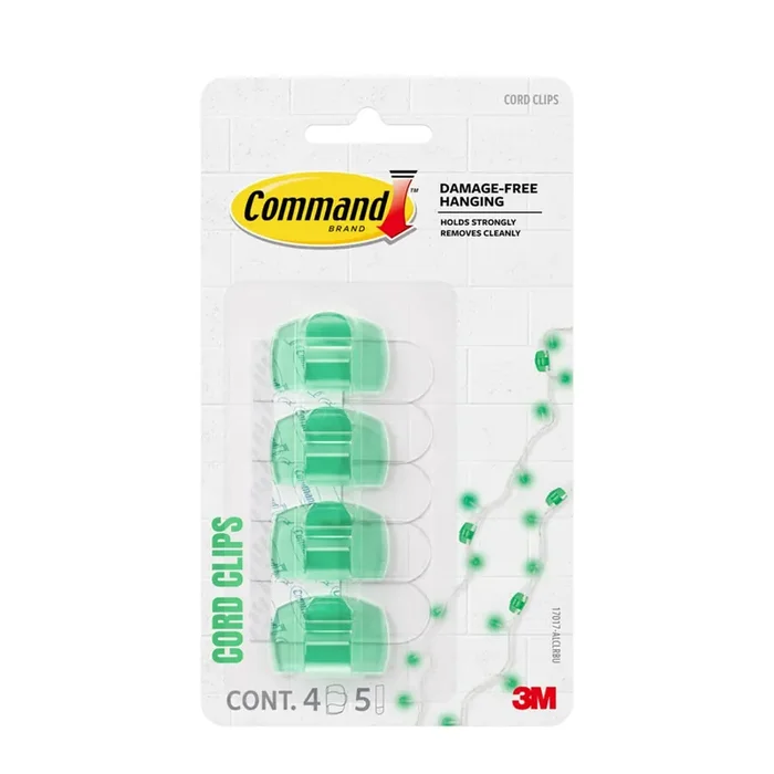 Command Aloe (green) Damage Free Cord Clips 4-pack