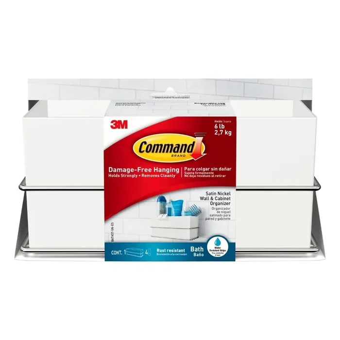 Command Bath Satin Nickel Wall And Cabinet Organizer – Silver