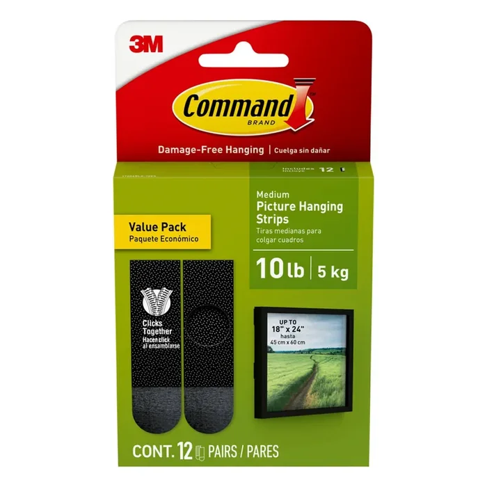 Command Black Medium Damage Free Picture Hanging Strips 12-pack