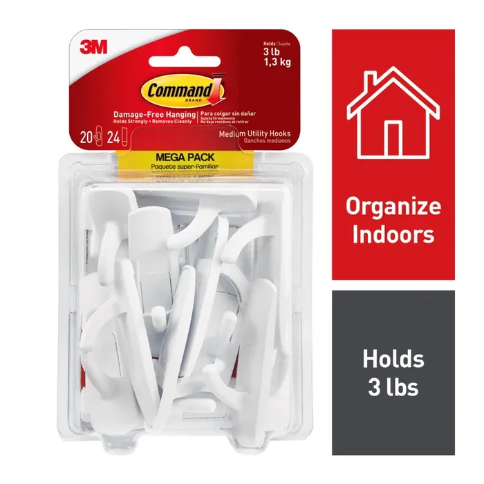 Command Medium 20 -Pack White Adhesive Storage/Utility hook ( 3.0-lb Capacity)