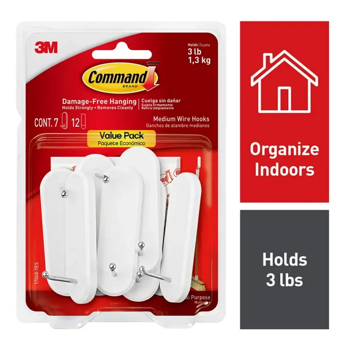 Command Medium 7 -Pack White Adhesive Wire hook ( 3-lb Capacity)