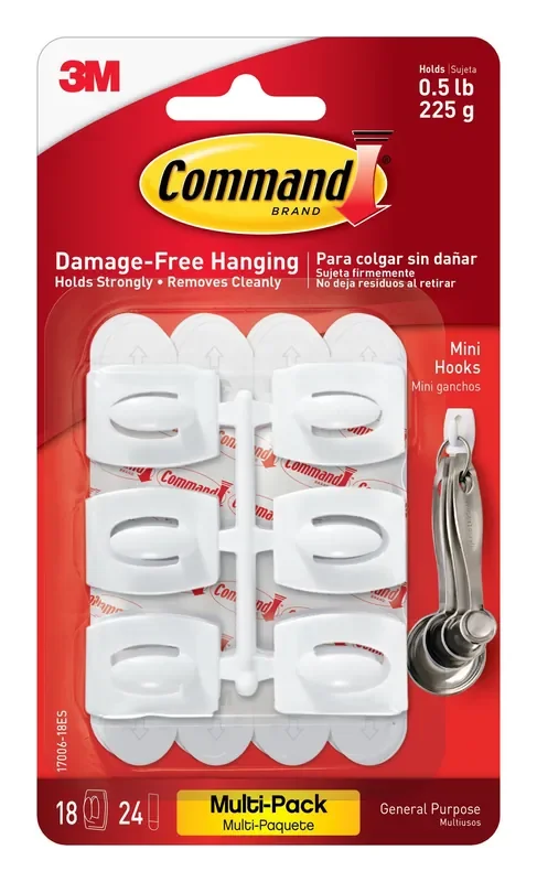 Command Mini 18 -Pack White Adhesive Storage/Utility hook ( 0.5-lb Capacity)