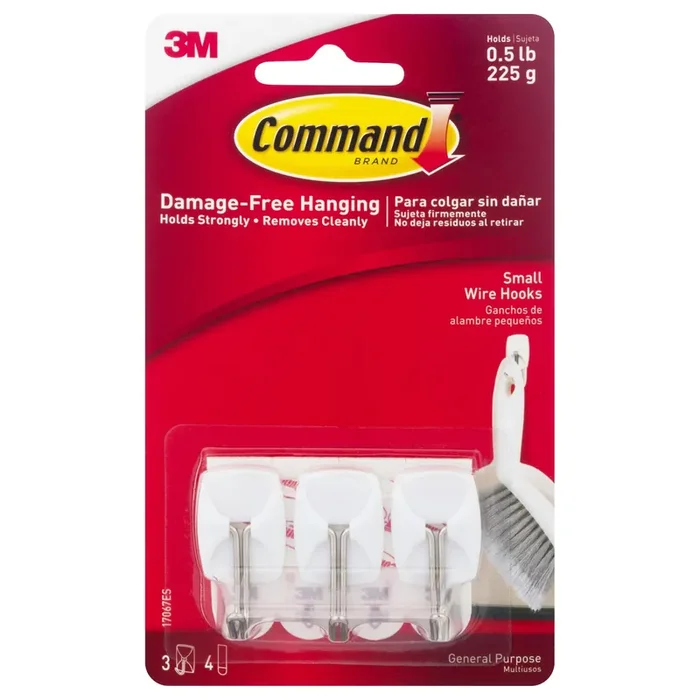 Command Small Sized Wire Decorative Hooks White
