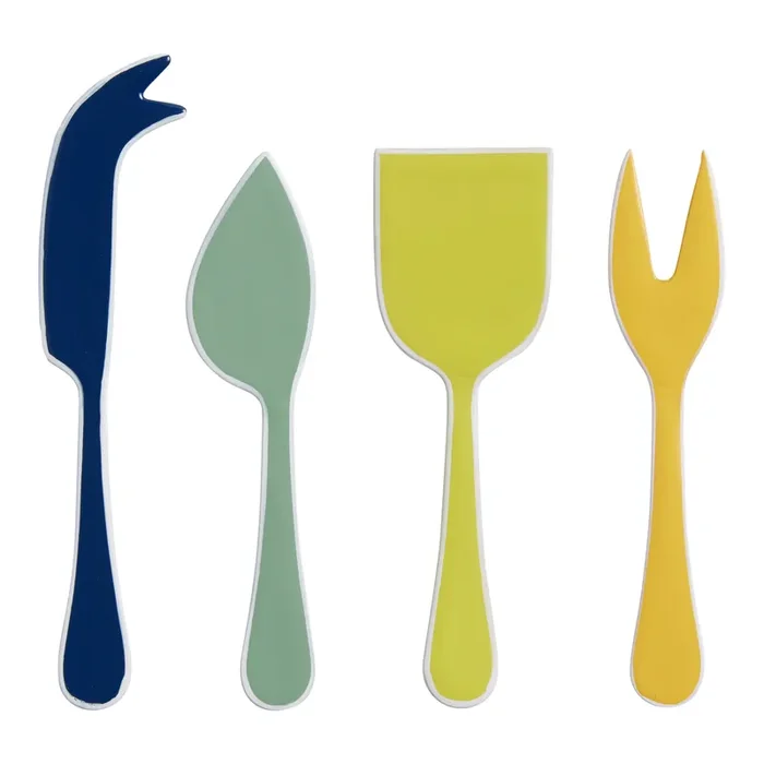 Cool Color Enameled Steel Cheese Knives 4 Piece Set