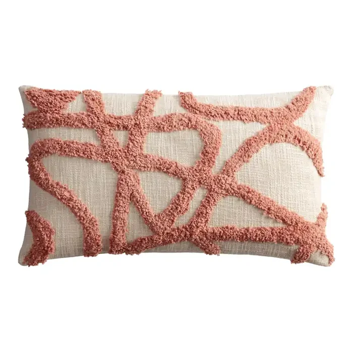 Coral Tufted Line Lumbar Pillow