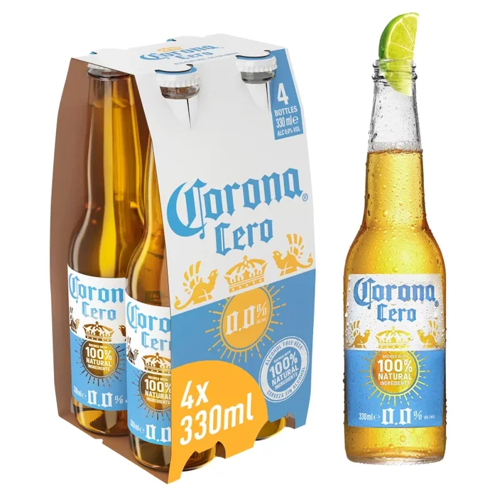 Corona Cero Zero Alcohol Free 0% Lager Beer Bottles 330ml 4 Pack – Case of 6
