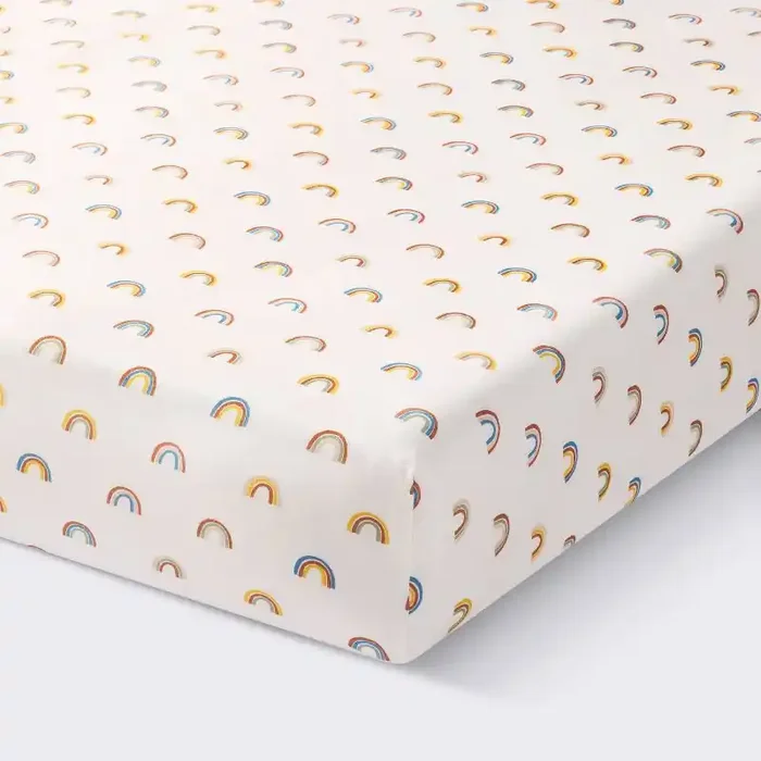 Cotton Fitted Crib Sheet – Rainbows – Cloud Island™