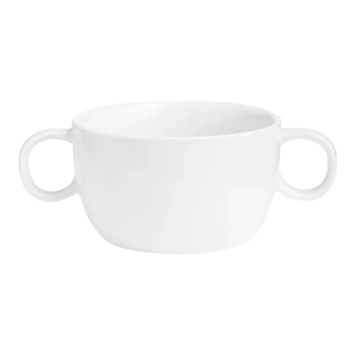 Coupe White Porcelain Soup Bowl With Handle Set Of 2