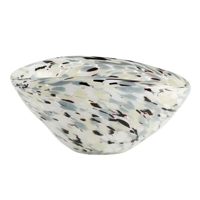 CRAFT Gray and White Confetti Handblown Glass Bowl Decor