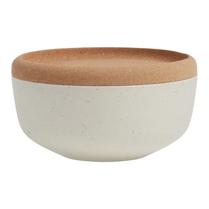 Cream Bamboo Fiber and Coffee Grounds Bowl with Cork Lid