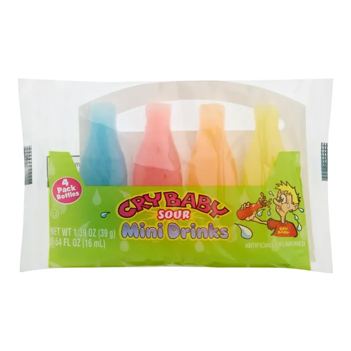 Cry Baby Sour Mini Drinks Wax Bottle Candy 4 Pack