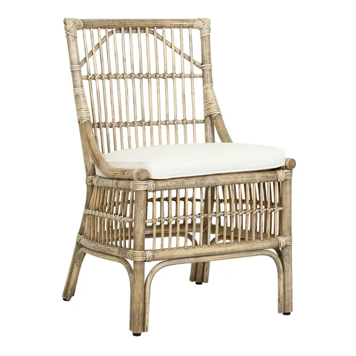 Cunard Rattan Slat Back Upholstered Dining Chair 2 Piece Set