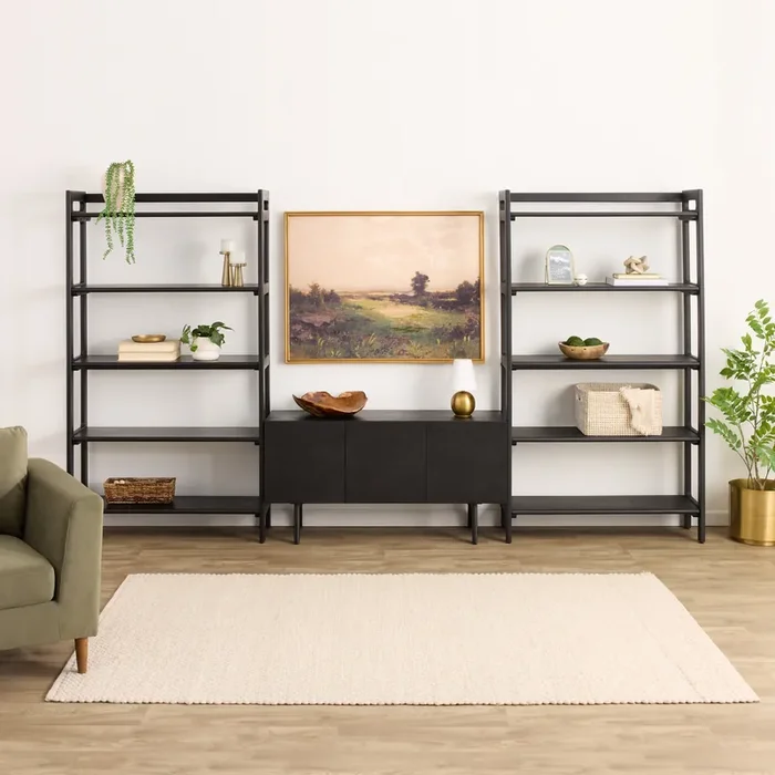 Dane Modular 48 Inch Media Wall System with Shelves 3 Piece Set