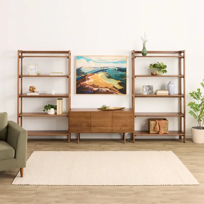 Dane Modular 48 Inch Media Wall System with Shelves 3 Piece Set