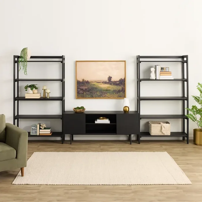 Dane Modular 60 Inch Media Wall System with Shelves 3 Piece Set