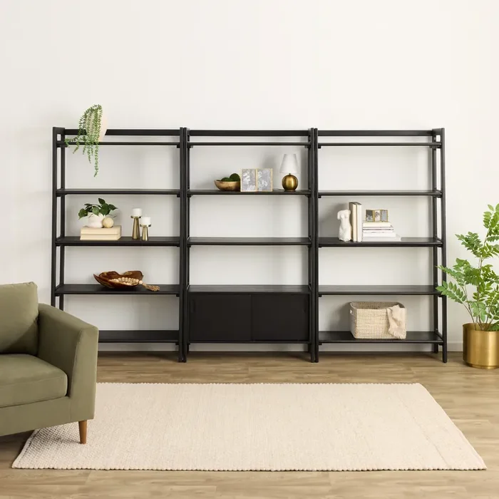 Dane Modular Bookshelf Wall System with Cabinet 3 Piece Set