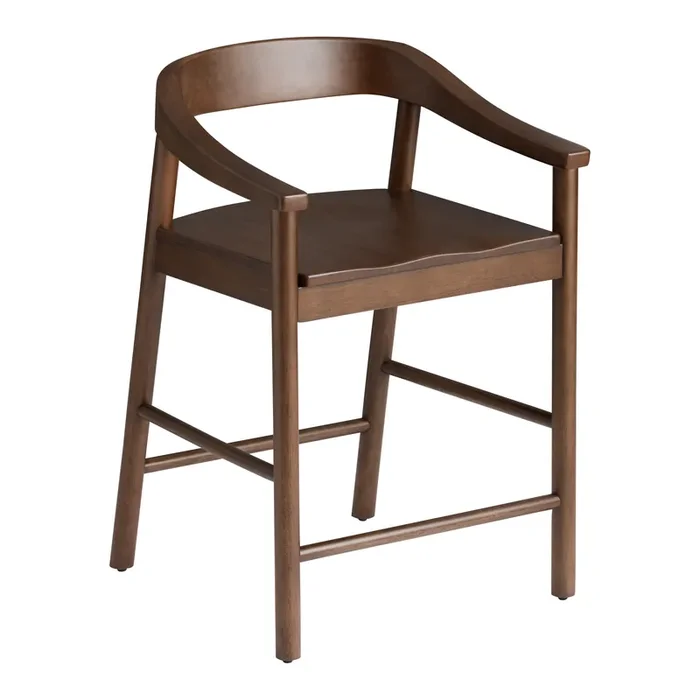 Dansen Umber Brown Wood Low Back Counter Stool