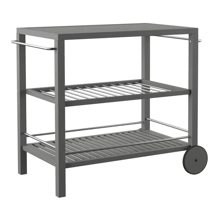 Danville Graywash Acacia Wood and Metal Outdoor Bar Cart